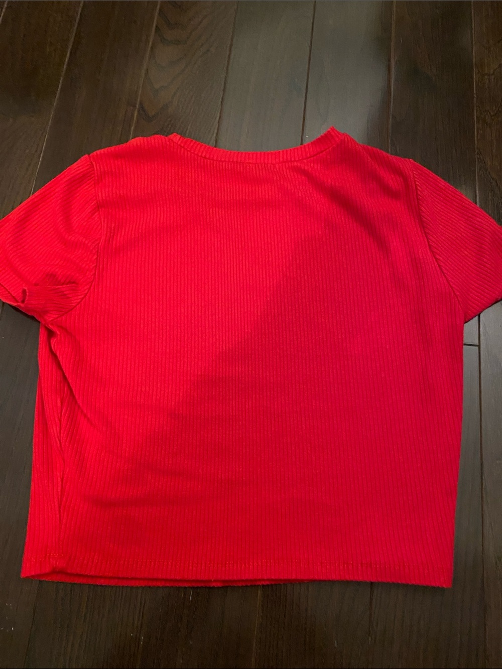Garage Red Ribbed Crewneck Crop Top - Picture 2 of 3
